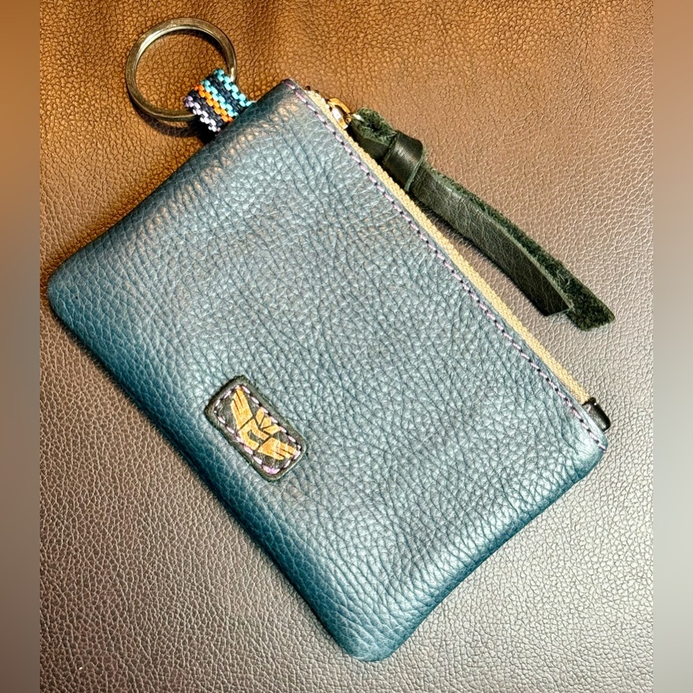 Consuela Navy Blue Soft Leather Zipper Pouch